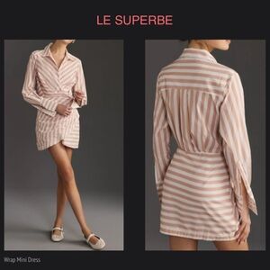 LE SUPERBE Striped Wrap Mini Dress